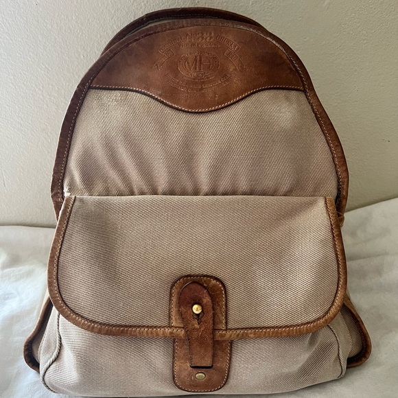 Ghurka Handbags - Vintage Marley Hodgson Ghurka Rucksack Deluxe Khaki Leather Trim
